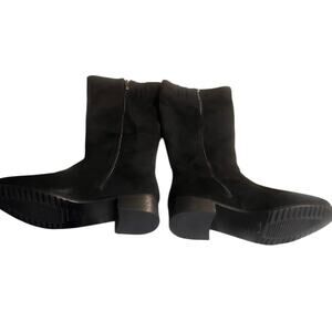 Azura Joulery Tall Shaft Black Sequined Faux Suede Boots Size 41=US 10/10.5